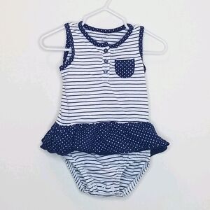 Carter's Stripe Polka Dot Ruffle Waist Romper 9m